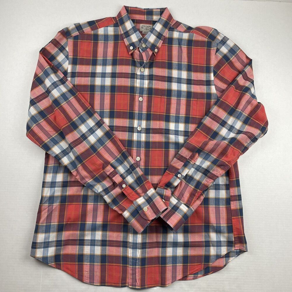 J. Crew Long Sleeve Button-Down Shirt Summer Plaid Tailored by J.Crew Mens Sz L